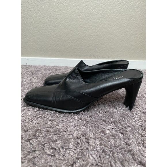 CORDANI Black Leather Slip Ons Mule Heels Size 6 - Picture 5 of 13
